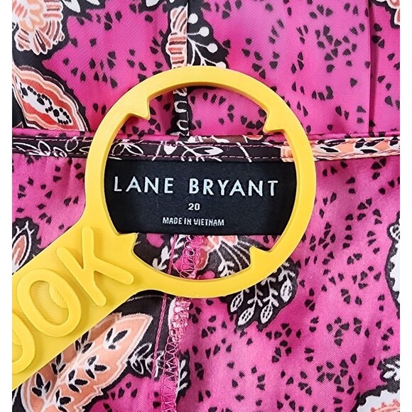 Lane Bryant Dress Size 20 Pink Floral Long Sleeve Midi Dress w/Pockets - Picture 3 of 11